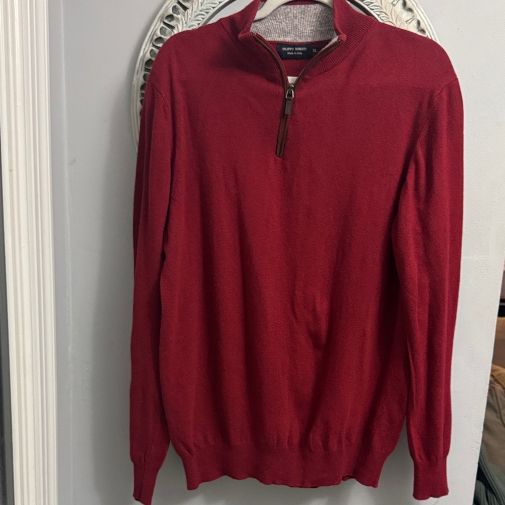 Filippo Riberti men’s Red quarter Zip-Up Sweater
Made in Italy side XL